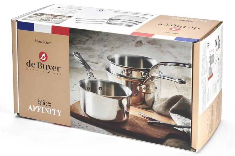 Set de 3 casseroles De Buyer Affinity en acier inoxydable 5 ply 16-18-20cm