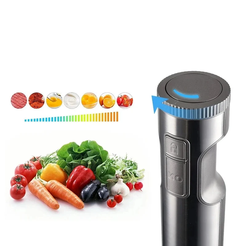 Mixeur Plongeant 4-en-1 Inox 304 — Tige Mixeuse, Hachoir 500 ml, Fouet, Verre Doseur 700 ml
