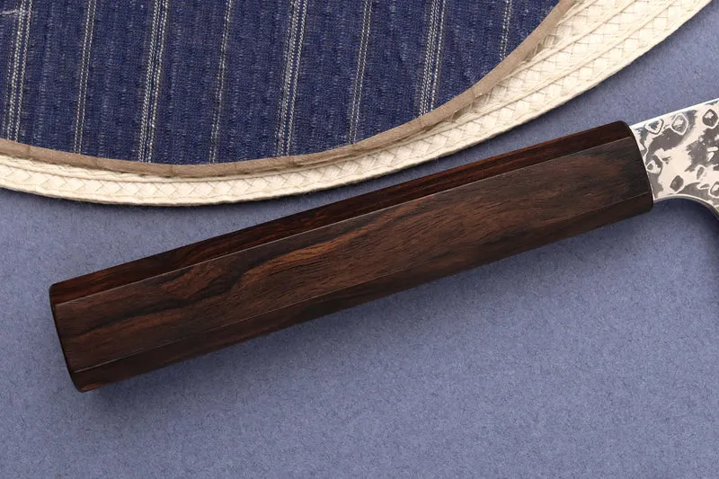 Couteau bunka 16,5cm japonais artisanal Hatsukokoro Ginga ATS-34 Damas ébène