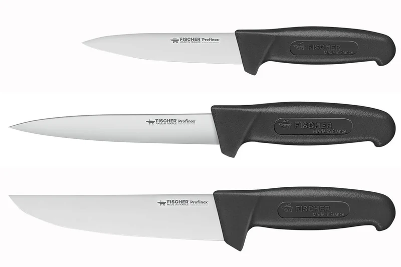 Coffret de 3 couteaux professionnels Fischer HACCP Profinox spécial boucher