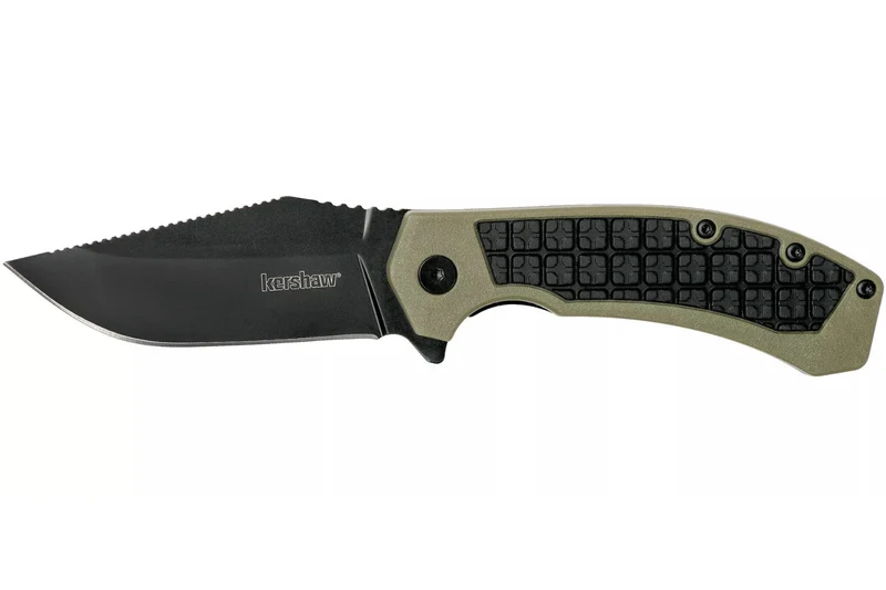 Couteau pliant Kershaw Faultline KS.8760 manche en nylon/fibres de verre surmoulé en caoutchouc vert 10,2cm
