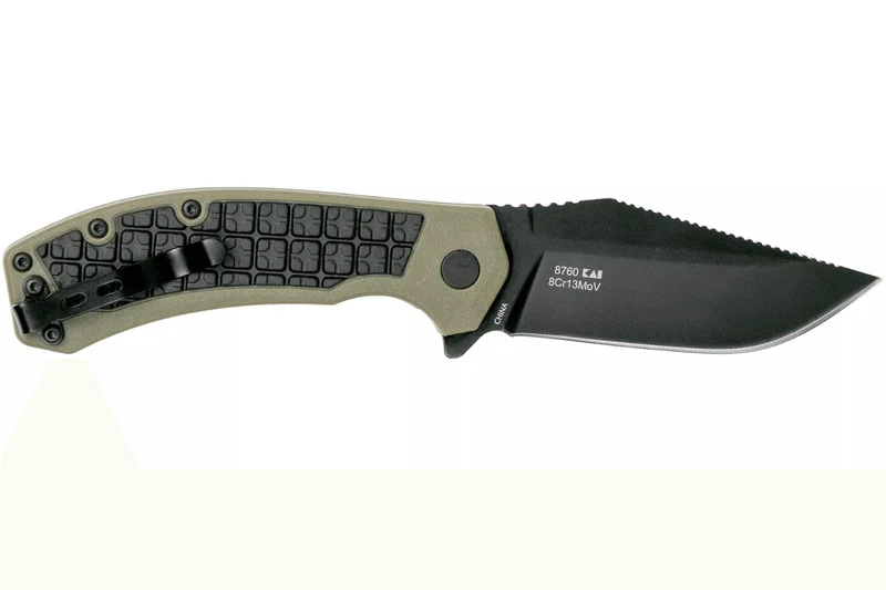 Couteau pliant Kershaw Faultline KS.8760 manche en nylon/fibres de verre surmoulé en caoutchouc vert 10,2cm