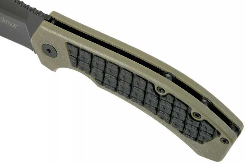 Couteau pliant Kershaw Faultline KS.8760 manche en nylon/fibres de verre surmoulé en caoutchouc vert 10,2cm