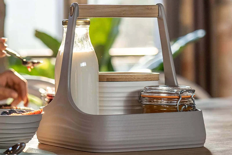 Organisateur de table blanc Guzzini Tierra en bouteilles recyclées 22x22x22,5cm