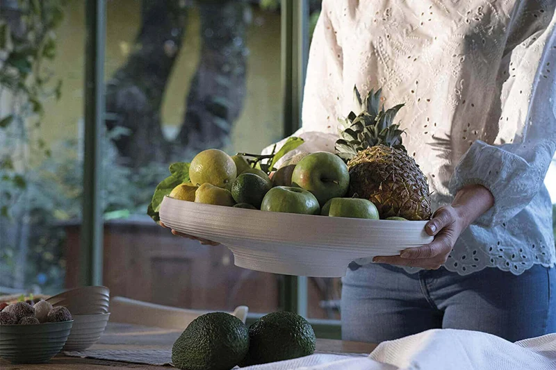 Corbeille à fruits blanche Guzzini Tierra en bouteilles recyclées 42x30x9cm