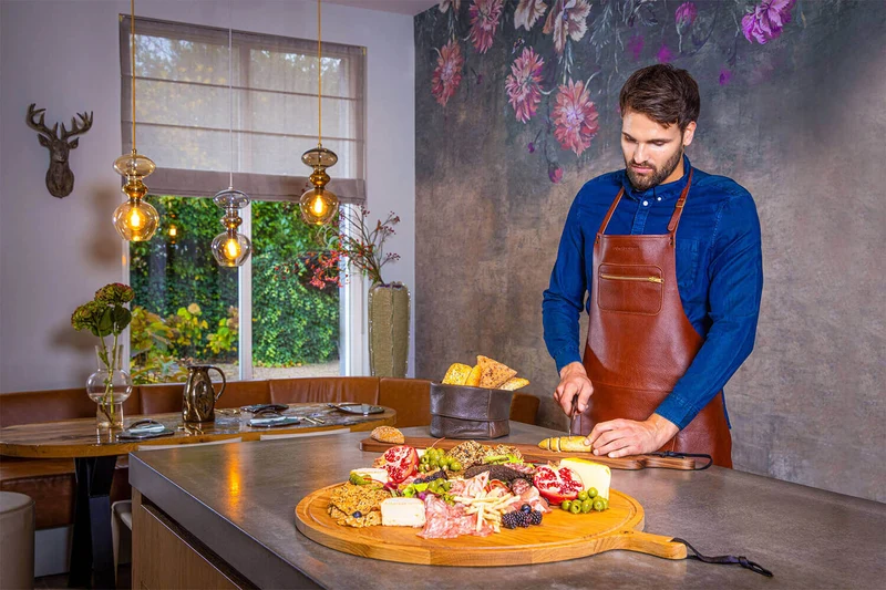 Tablier de cuisine DutchDeluxes en cuir avec poche à zip
