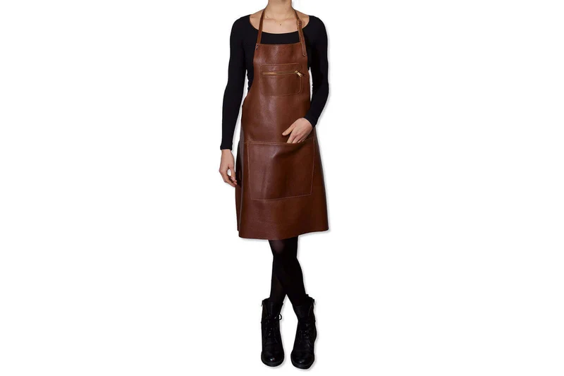 Tablier de cuisine DutchDeluxes en cuir avec poche à zip