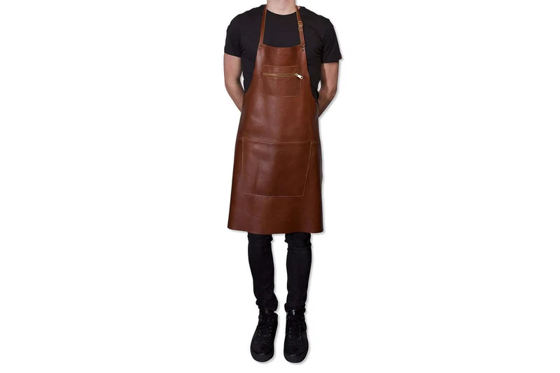 Tablier de cuisine DutchDeluxes en cuir avec poche à zip