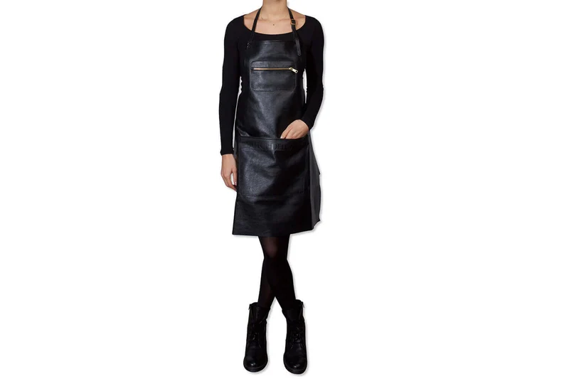 Tablier de cuisine DutchDeluxes en cuir avec poche à zip