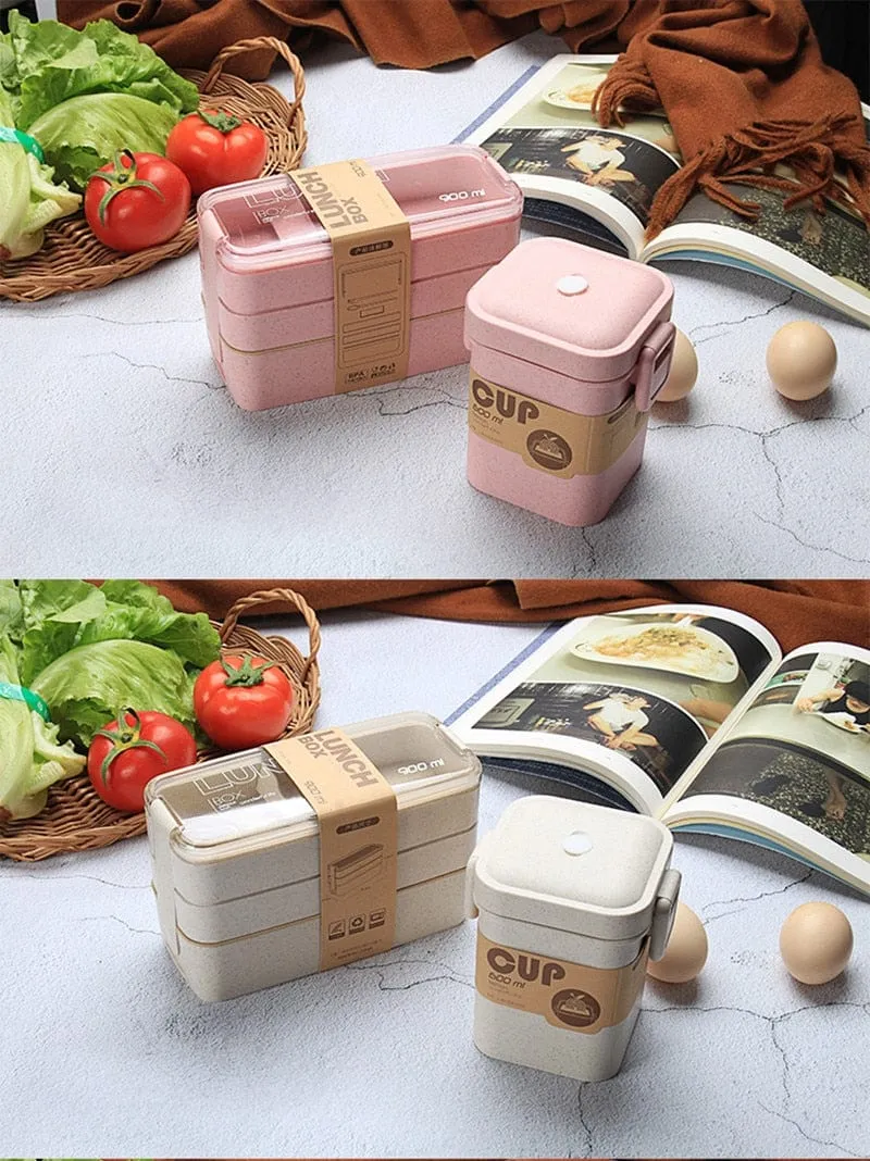 LunchBox Japonaise Multi-Compartiments avec Verre à Soupe