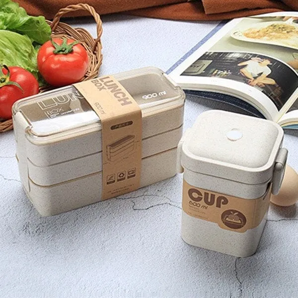 LunchBox Japonaise Multi-Compartiments avec Verre à Soupe