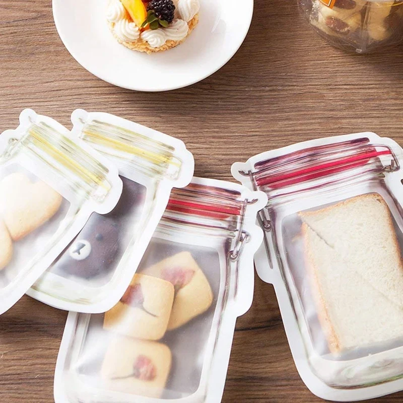 Sacs de conservation alimentaires réutilisables en forme de bocal