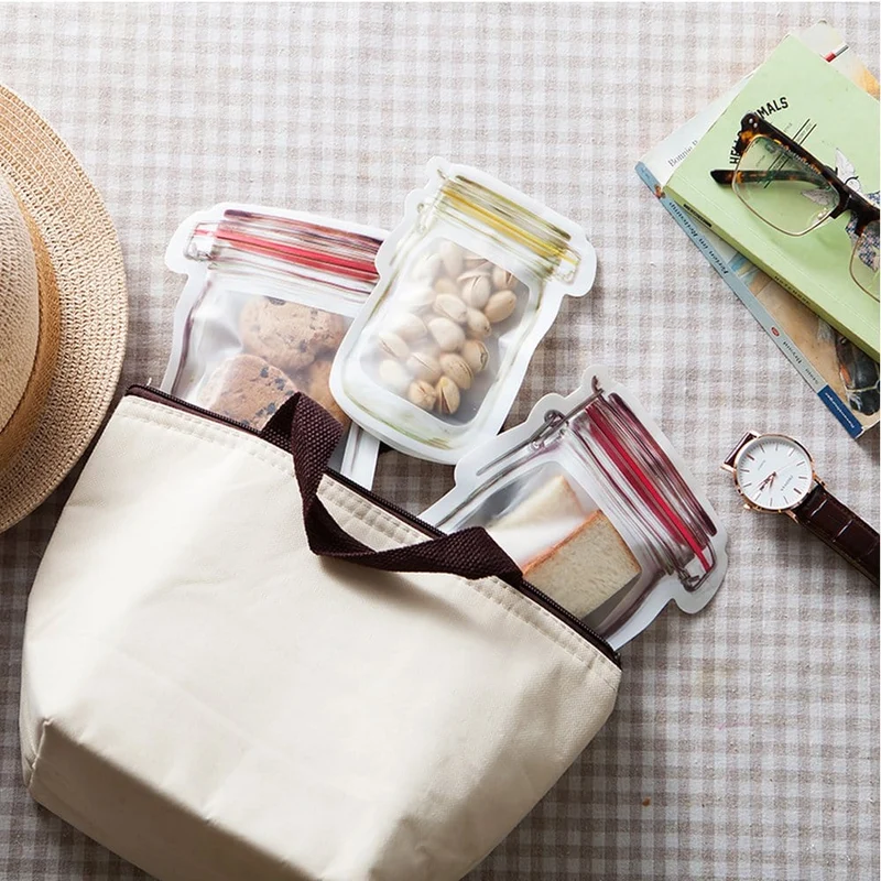 Sacs de conservation alimentaires réutilisables en forme de bocal