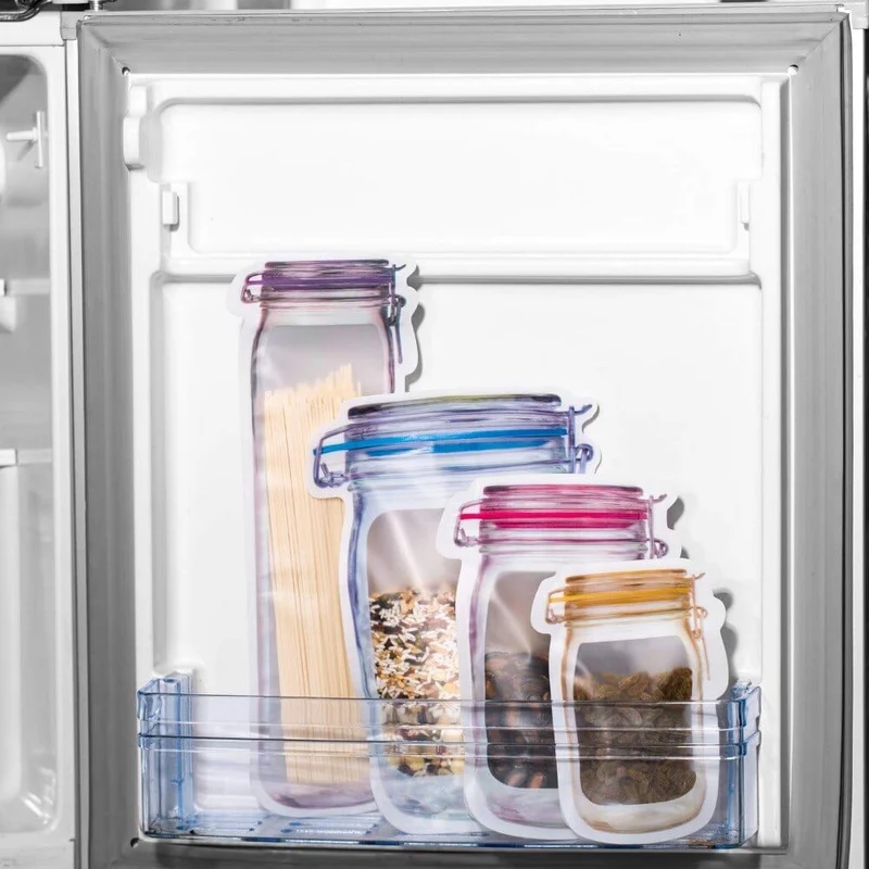 Sacs de conservation alimentaires réutilisables en forme de bocal