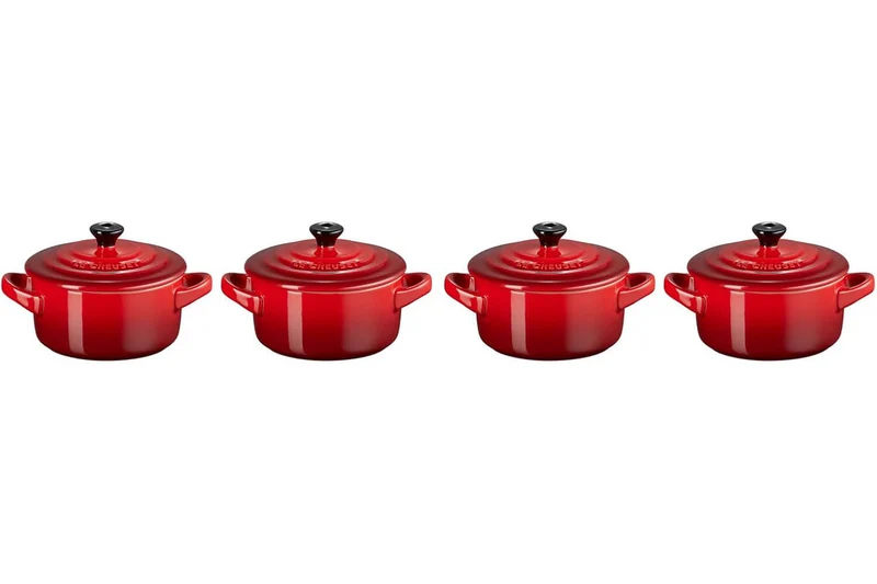 Set de 4 mini cocottes rondes en céramique Le Creuset 10cm Cerise