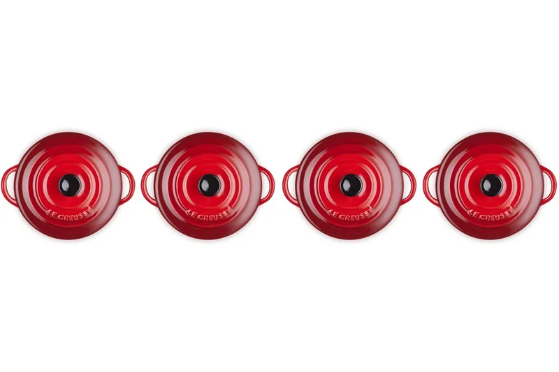 Set de 4 mini cocottes rondes en céramique Le Creuset 10cm Cerise