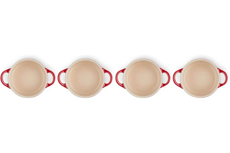 Set de 4 mini cocottes rondes en céramique Le Creuset 10cm Cerise