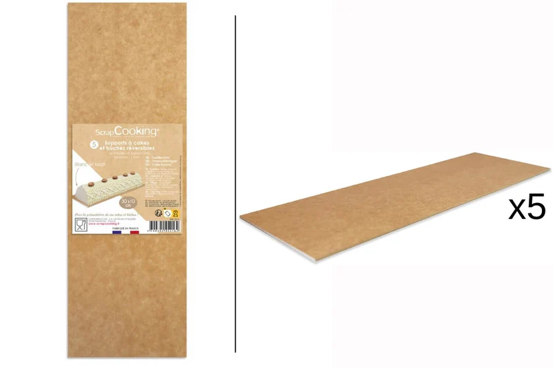 Set 5 supports à bûches/cakes Scrapcooking 10x30cm en carton kraft