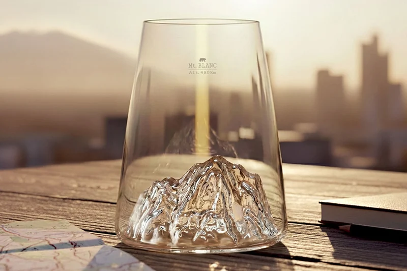 Verre à spiritueux long Alaskan Maker Topographic Mont Blanc en verre cristallin