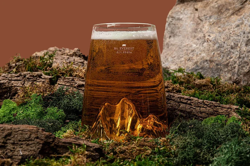 Verre à spiritueux long Alaskan Maker Topographic Mont Everest en verre critsallin