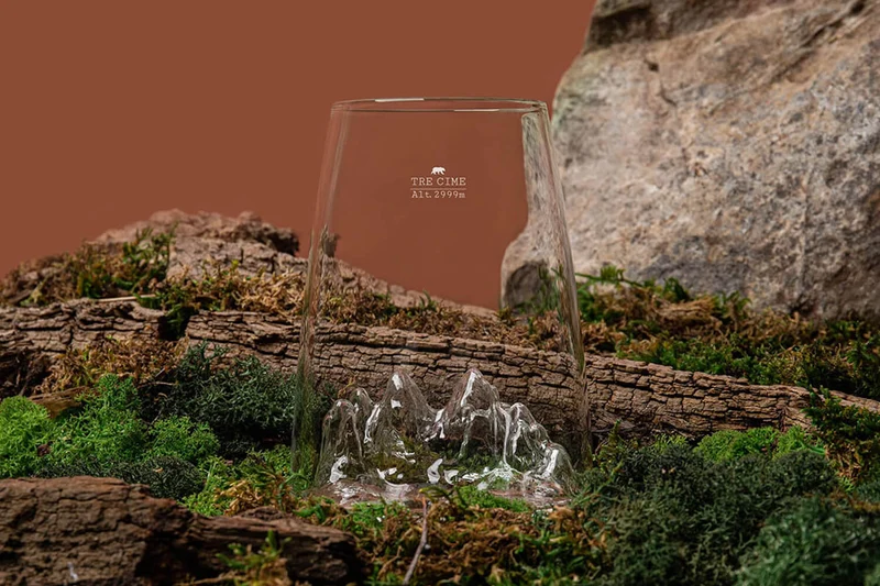 Verre à spiritueux long Alaskan Maker Topographic Tre Cime en verre cristallin