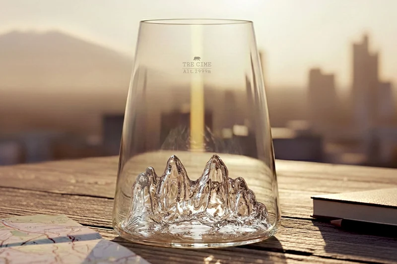 Verre à spiritueux long Alaskan Maker Topographic Tre Cime en verre cristallin