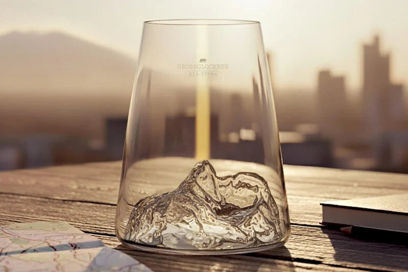 Verre à spiritueux long Alaskan Maker Topographic Grossglockner en verre cristallin