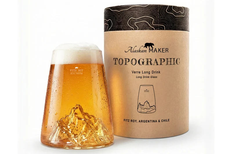 Verre à spiritueux long Alaskan Maker Topographic Fitz Roy en verre cristallin