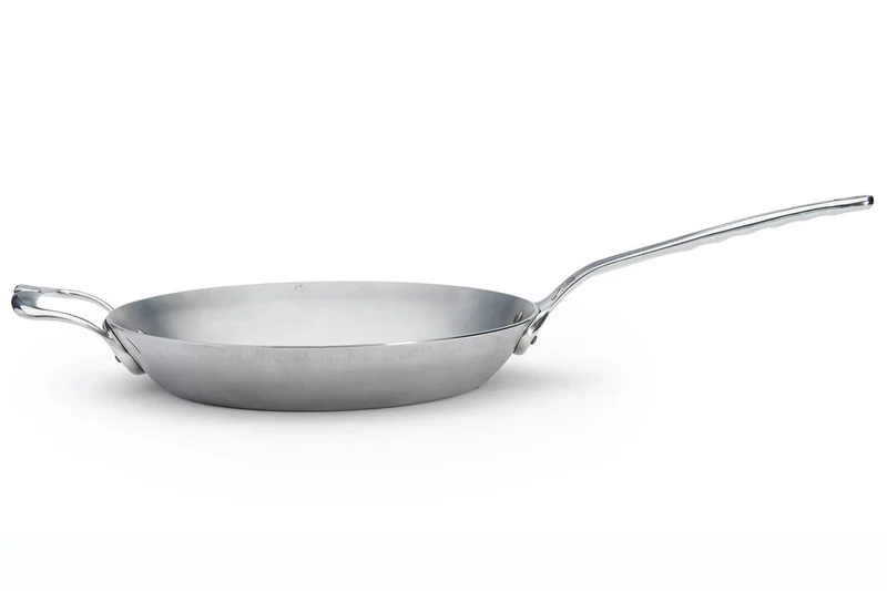 Poêle ronde De Buyer Mineral B Pro 32cm en acier, poignée et contre-poignée en fonte d'inox