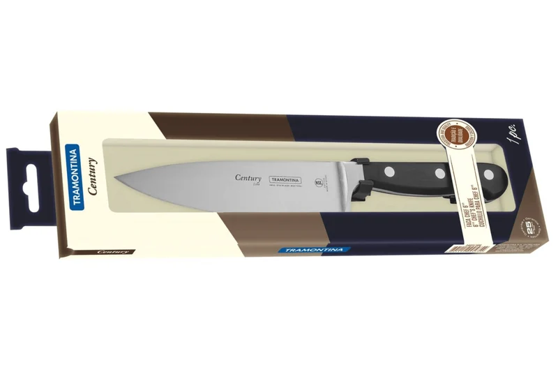 Couteau de chef Tramontina Century lame forgée 15cm manche polycarbonate noir
