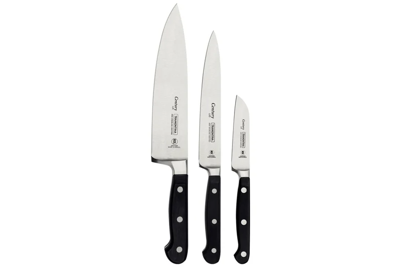 Set de 3 couteaux Tramontina Century lame forgée manche polycarbonate noir