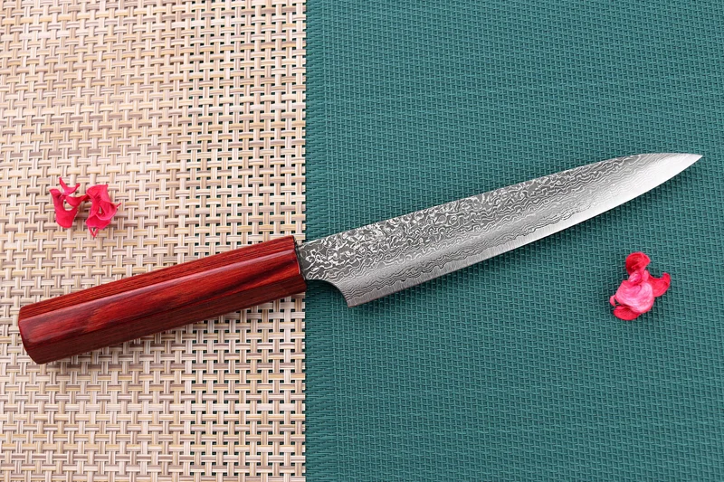 Couteau universel japonais artisanal Kei Kobayashi SG2 Damas Heptagone 15cm