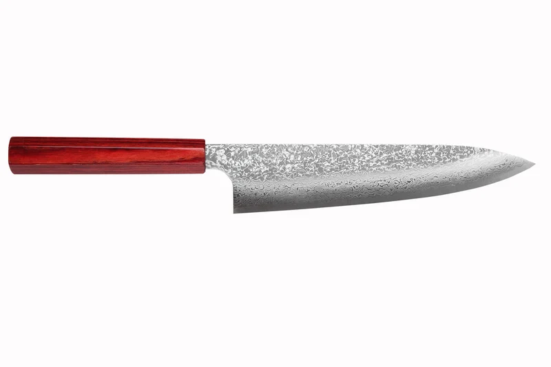 Couteau de chef japonais artisanal Kei Kobayashi SG2 Damas Heptagone 21cm