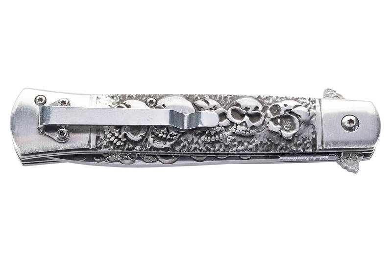 Couteau pliant Herbertz 584013 motif tête de mort manche inox 12,3cm