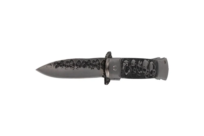 Couteau pliant Herbertz 584013 motif tête de mort manche inox 12,3cm