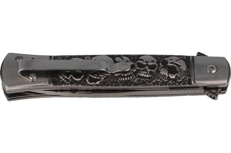 Couteau pliant Herbertz 584013 motif tête de mort manche inox 12,3cm