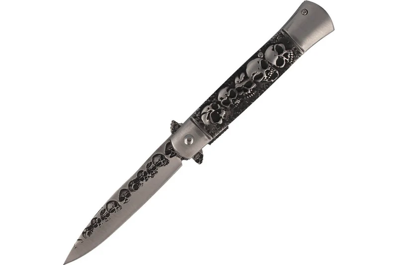 Couteau pliant Herbertz 584013 motif tête de mort manche inox 12,3cm