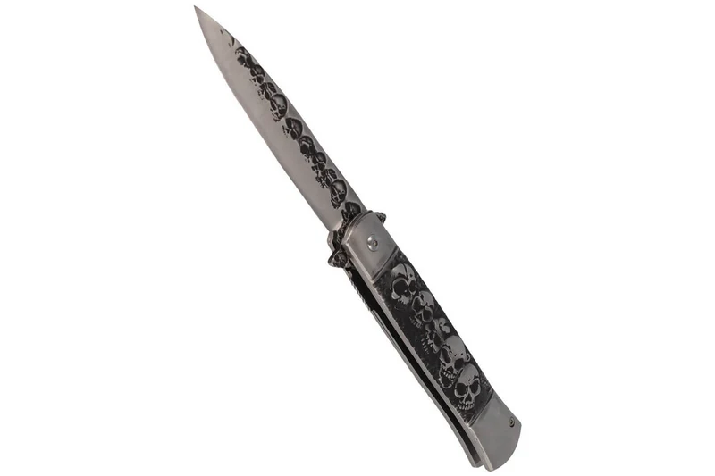 Couteau pliant Herbertz 584013 motif tête de mort manche inox 12,3cm