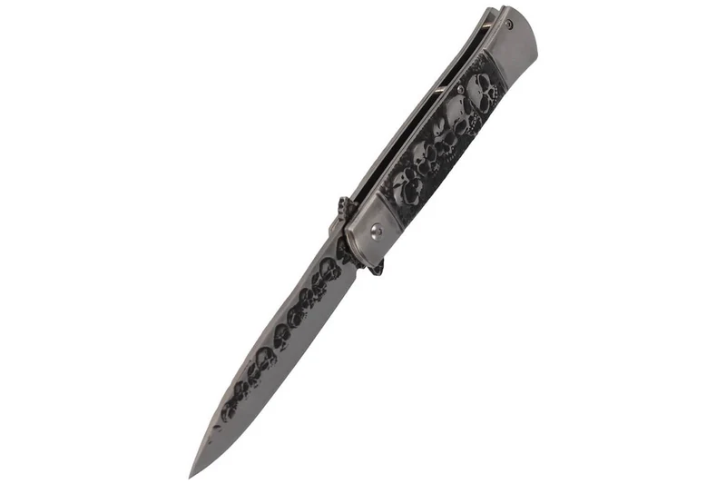 Couteau pliant Herbertz 584013 motif tête de mort manche inox 12,3cm