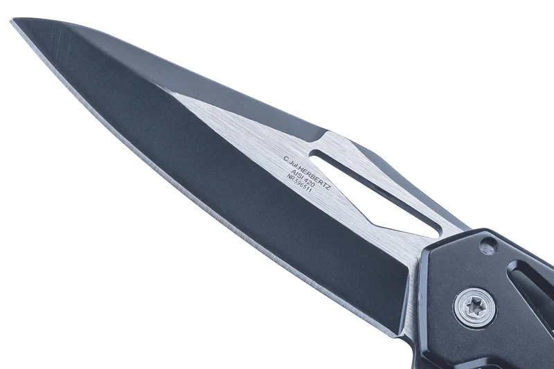 Couteau pliant Herbertz 596511 manche squelette en acier inoxydable noir 11cm