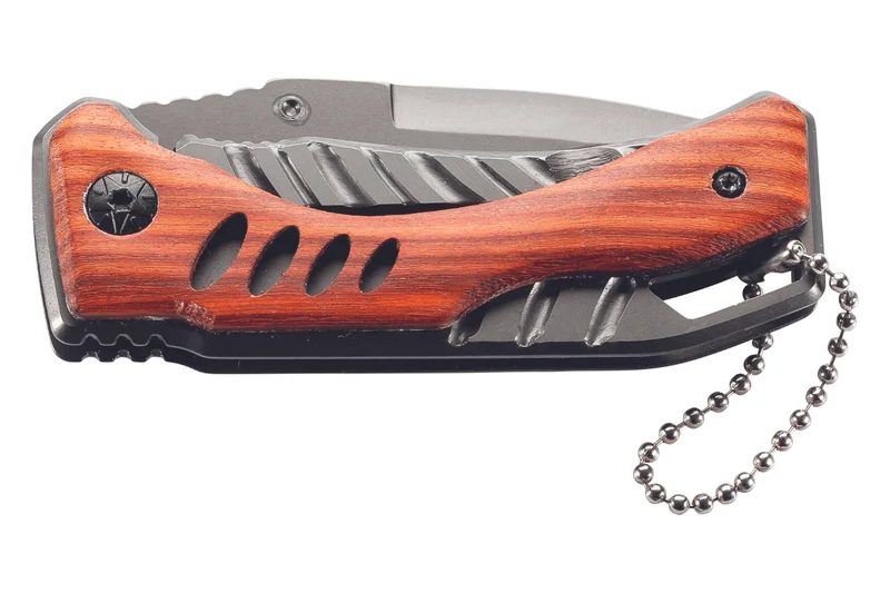 Couteau pliant Herbertz 582909 manche en titane/bois de cocobolo 9cm + chaîne à billes