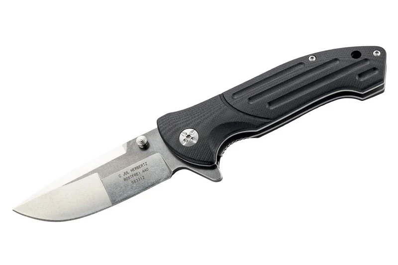 Couteau pliant Herbertz 583312 manche à rainures antidérapantes en G10 11,7cm + étui