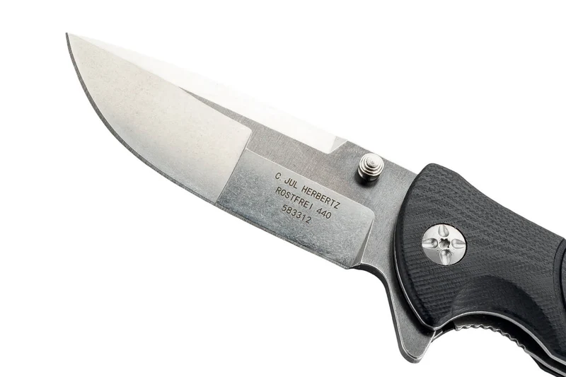 Couteau pliant Herbertz 583312 manche à rainures antidérapantes en G10 11,7cm + étui