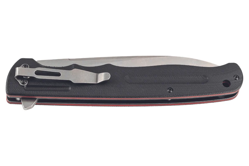 Couteau pliant Herbertz 591217 manche en acier inox/G10 rouge et noir 16,5cm