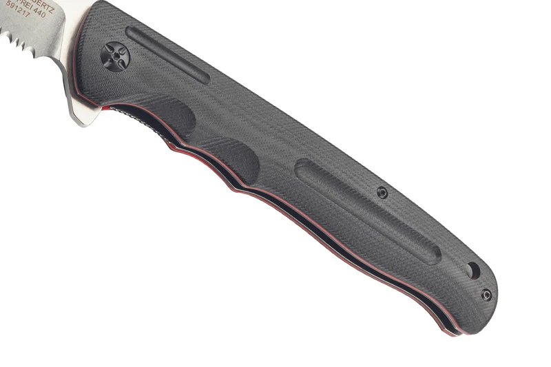 Couteau pliant Herbertz 591217 manche en acier inox/G10 rouge et noir 16,5cm