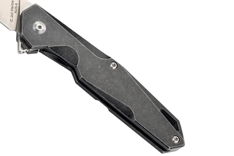 Couteau pliant Herbertz 533312 manche style épuré en titane noir 12,3cm