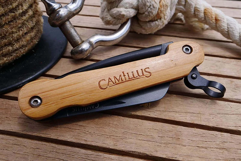 Couteau pliant Camillus Marlin Spike manche en bambou 11,8cm
