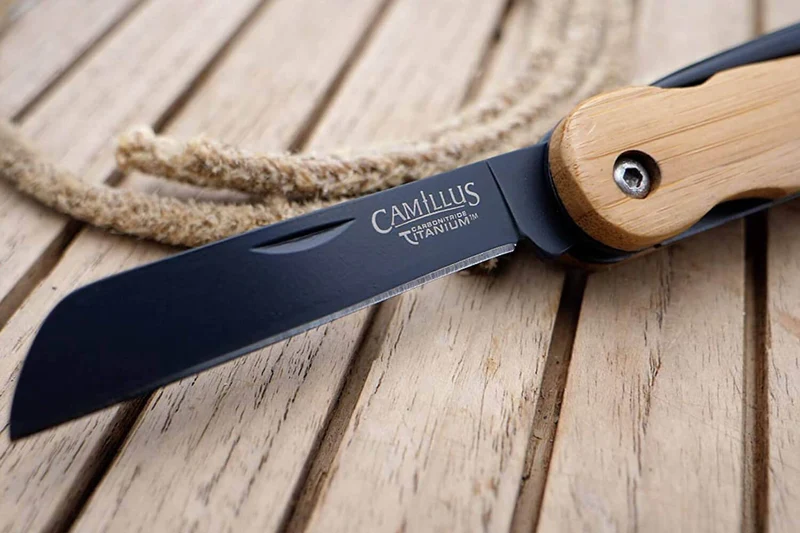 Couteau pliant Camillus Marlin Spike manche en bambou 11,8cm