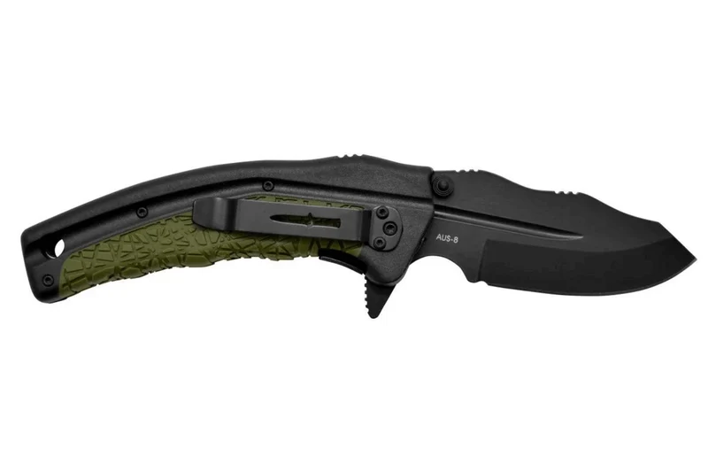 Couteau pliant Camillus FK-7.5 manche en nylon renforcé de verre/caoutchouc thermoplastique noir et vert 11,4cm