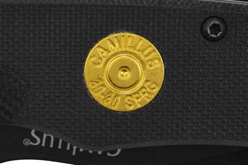 Couteau pliant Camillus Centerfire 30-30 manche en G10 noir 10,2cm et fond de balle intégré